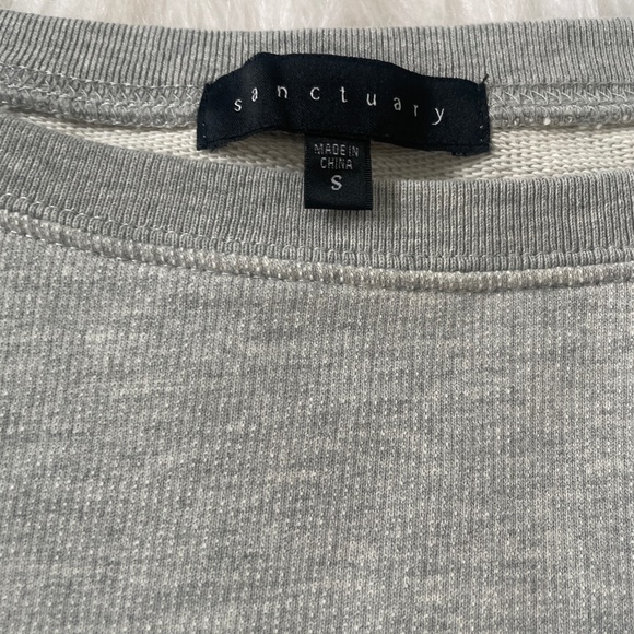 Sanctuary Anthropologie Women's Bow Tie Light Gray Sweatshirt, Size Small - Picture 5 of 11